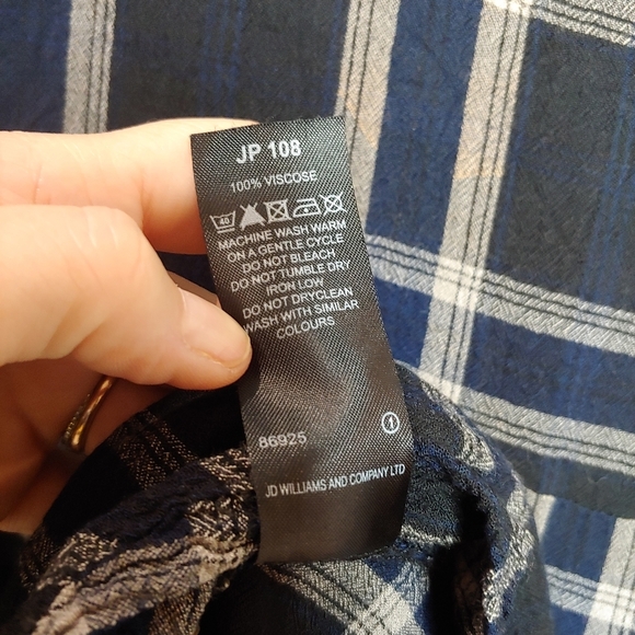 Capsule for JD Williams Long Sleeve Shirt Dress Black Blue Plaid US 20 EU 52 - Picture 9 of 9